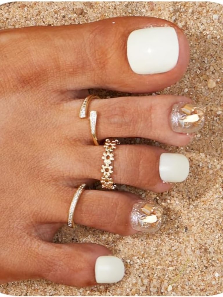 3pcs Toe Rings For Women Non Tarnish 14k Gold Filled Toe Rings Set Daisy Flower
